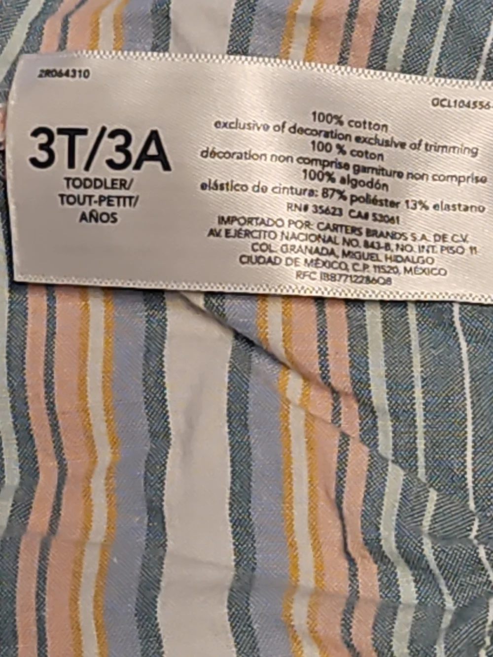 OshKosh B'gosh Toddler Striped Drawstring Shorts Blue Peach Yellow Site 3t